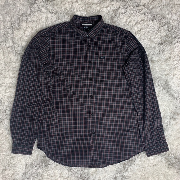 RVCA Slim Size large Button Up Long Sleeve Shirt - Picture 1 of 4